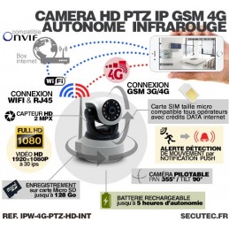 Caméra Surveillance extérieure IP 4G HD 5MP + Carte SD 128G + Lecteur