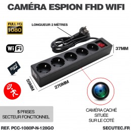 Multiprise micro caméra Wifi espion HD 1080P 5 prises secteur