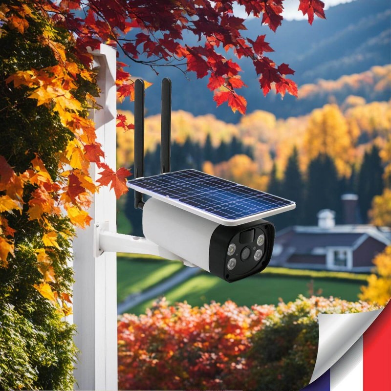 Caméra de surveillance solaire 4G sans fil avec protection IP66 et