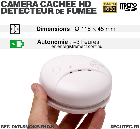 Détecteur de fumée factice avec module enregistreur sur micro SDHC et