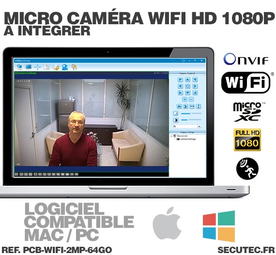 Micro caméra WiFi HD 1080P autonome avec infrarouge invisible mémoire  microSD 32Go