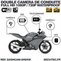 Enregistreur de conduite auto moto avec double caméra HD 1080P et 720P  filaire waterproof GPS - Accessoire sports motorisés - Achat & prix